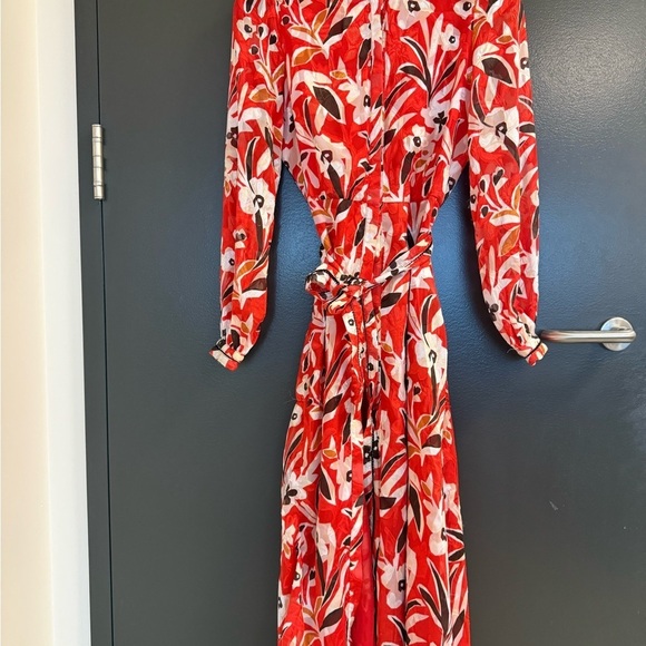 Massimo Dutti size 6 EUC button up sheer wrap Red and White Wrap Dress - Picture 3 of 16